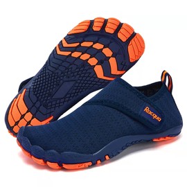 Racqua Zapatos acuáticos para niños y niñas, de secado rápido, ligeros, para piscina, natación, playa, deportes acuáticos (bebé/niño pequeño/niño grande), Wzk163b-blue/Orange, 2 Big Kid