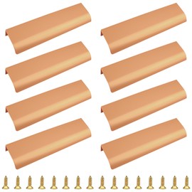 MOROBOR 8 Pack Modern Style Finger Edge Pull Furniture Drawer Handles Hidden Cabinet Kitchen Drawer Handles Knobs, 120mm/Gold