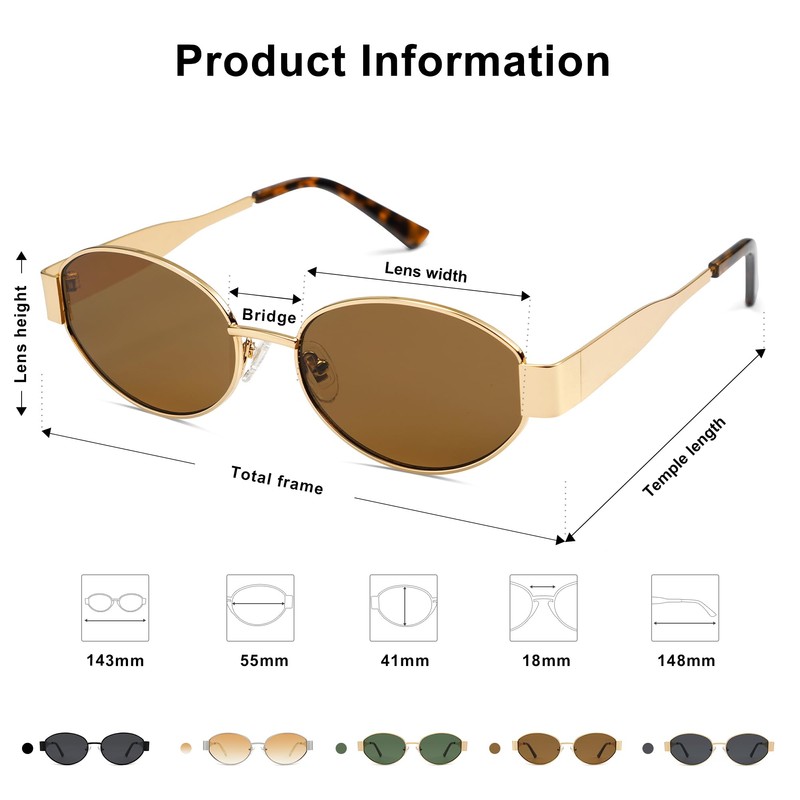 SOJOS Retro Oval Sunglasses for Women Trendy Sun Glasses Classic