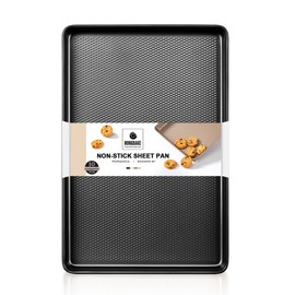 HONGBAKE Jelly Roll Pan 15x10, Cookie Sheets for Baking with Diamond Texture, Baking Sheets Non Stick, Non Toxic Oven Trays for Cooking, Heavy Duty 57% Thicker Carbon Steel, Dark Gray