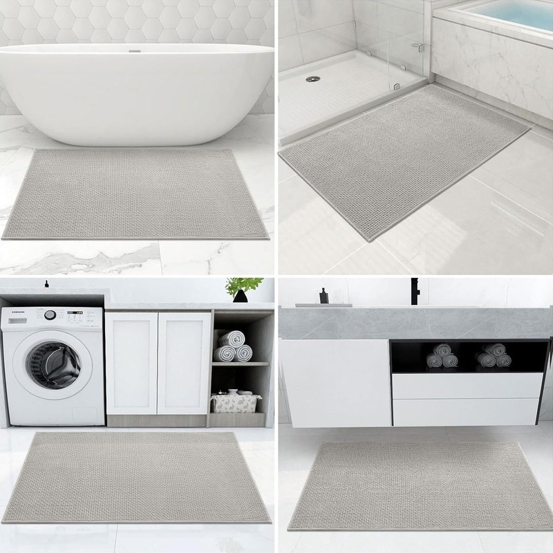 Homaxy Chenille Bathroom Rug, Soft Bath Mat, Non-Slip, Washable Bath