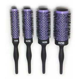 Nano Thermal ceramic Ionic Boar Bristle Professional Hair Brush 4pc Set (purple) By Alpha New York
