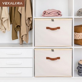 Vexalora Shoe Organizer for Closet, 2 Pack Shoe Storage Bins with Clear Cover, Adjustable Dividers Fits 16-32 Pairs Shoe Boxes, Organizador de Zapatos, Beige