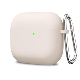 Loeoel for Airpods 4 Case Silicone, Cute Airpods 4th Generation Case with Keychain, Matte Slim Protective Rubber Soft Gel Girly Airpods Cover for Women, Aesthetic Elegant Simple Design, Beige