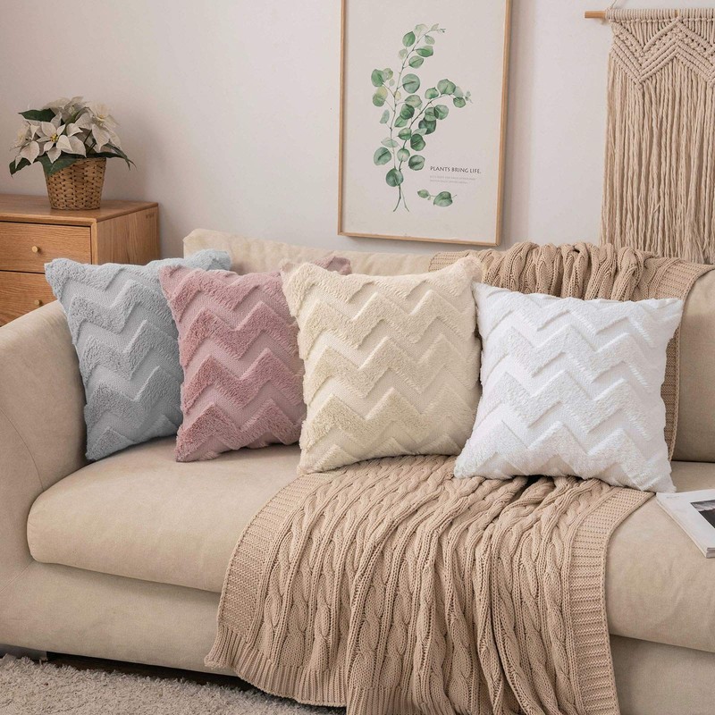 MIULEE Cushion Cover Wool Faux Fur Throw Pillow Case Wavy