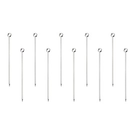 sourcing map Stainless Steel Cocktail Picks, 10Pcs 4.25" Metal Cocktail Toothpicks Martini Picks Reusable Round Ring Cocktail Skewers for Drinks Appetizer Fruits (Silver)