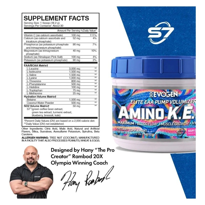 Aminoácidos Esenciales Evogen Amino Kem 30 Servicios Sabor Sour candy