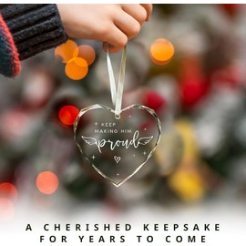 Memorial Gifts for Men - In Memory of Loved One Gifts - Bereavement, Remembrance Gift Ideas - Keep Making Him Proud Ornament - Memory Gift Ideas for Loss of Dad Father Husband Brother - Glass Ornament