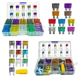 MuHize - 220 fusibles de coche – Estándar automotriz mejorado y mini (2A, 3A, 5A, 7.5A, 10A, 15A, 20A, 25A, 30A, 35A) kit de fusibles surtidos con extractor (2024 nuevo), repuesto para coche, RV, SUV,