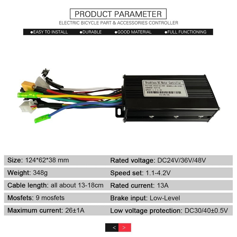 DcnrInsr 24V 36V 48V 500W 750W 9 Tubes Brushless 26A