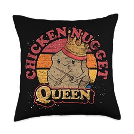 Chicken Nugget Fast Food Lover Gift Queen Foodie Women Cute Chicken Nuggets Throw Pillow, 18x18, Multicolor
