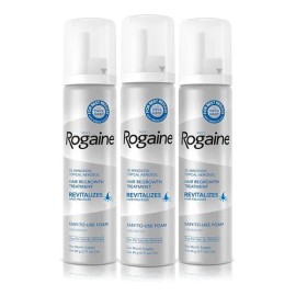 Men´s Rogaine Foam 5% Three Month Supply 60 x3 180 g espuma anti-caída del cabello es ideal para su uso en las primeras etapas del adelgazamiento del cabello y cuenta con la tecnología Tricho-Prime.