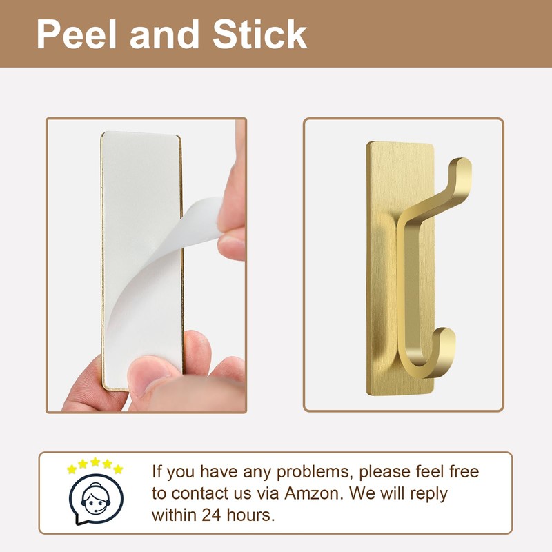 pickpiff Self Adhesive Hooks, Extra Sticky 10LB (Max), Heavy Duty