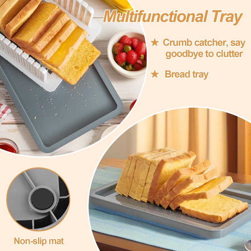 DENEAR Heavily Upgraded Bread Slicer for Homemade Bread, Foldable plastic
