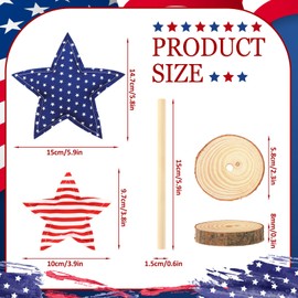 Whaline 4th of July Fabric Tabletop Centerpieces Sign Wooden Patriotic Star Tiered Tray Decor Farmhouse for Block Memorial Day American Festival Home Decoration