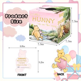 50 Pcs Winnie the Cute Pooh Gender Reveal Decorations - Diaper Raffle Card Box for Baby Shower - Baby Shower Card Box Party Decorations, Party Favors Decorations Supplies(Pink)