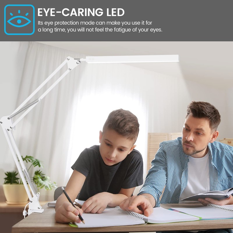 TROPICALTREE LED Desk Lamp, Swing Arm Desk Light with Clamp,