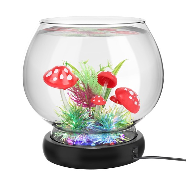 hygger 0.5 Gallon/1 Gallon Glass Fish Bowl with LED Light