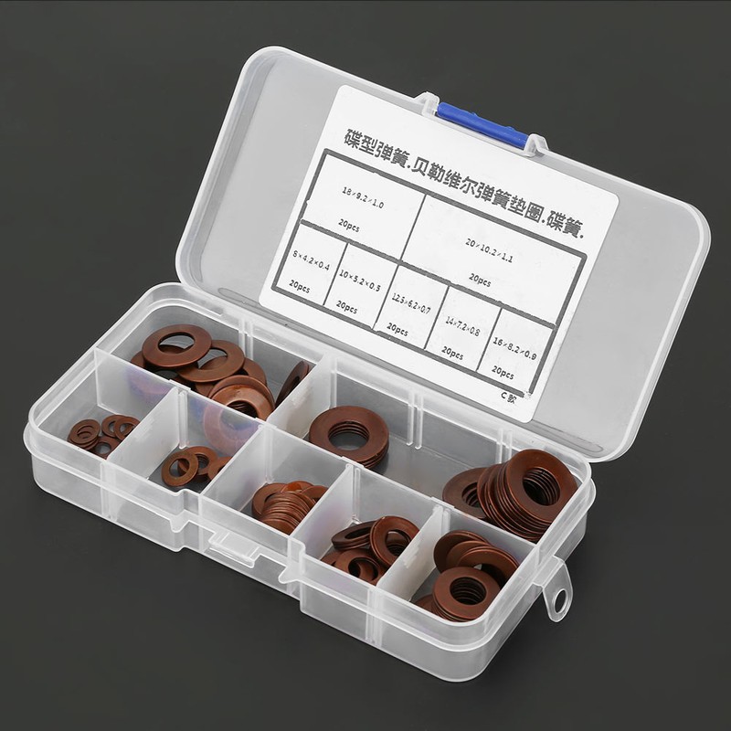 7 Sizes Belleville Compression Spring Disc Washer Gasket Disc Spring