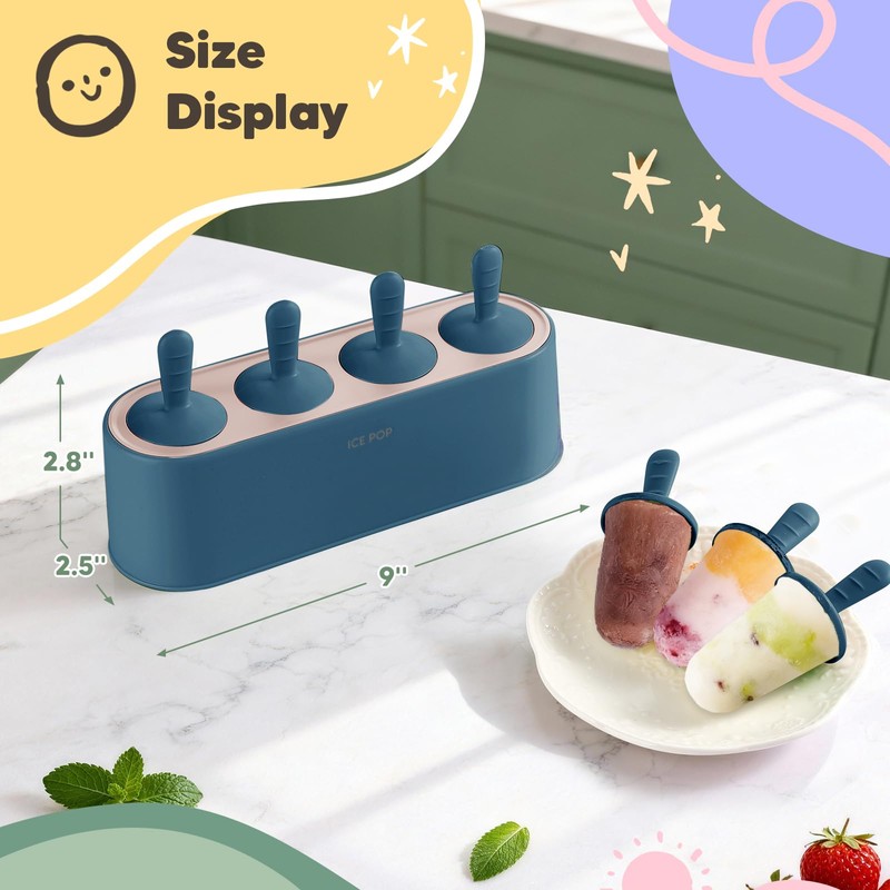 Popsicle Mold Set 4 Pieces Homemade Silicone Popsicle Maker Easy