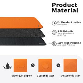 HotLive Dish Drying Mat for Kitchen Counter, Heat Resistant Drainer Mats with Non-slip Rubber Backed, Hide Stain Kitchen Super Absorbent Draining Mat, Easy to Clean Dish Rack Pad, Orange 16"x20"