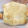 Luxury Princess 3 Side Openings Post Bed Curtain Canopy Netting