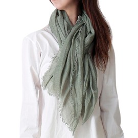 [グリーンパキラ] ショール 大判 ストール レディース 綿100% コットン UVカット 春 夏 薄手 無地 柔らかい 結婚式 冷房対策 50代 贈り物 母親 誕生日プレゼント 実用的 日焼け対策 スカーフ シフォン 首元カバー おしゃれ きれいめ 秋 冬 ドレスの上に羽織るもの 肩掛け シンプル (カーキ)