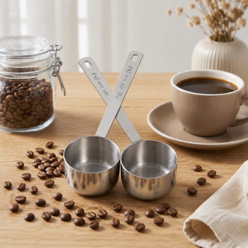 2Pcs 2 Tablespoon Coffee Scoop for Ground Coffee Stainless Steel