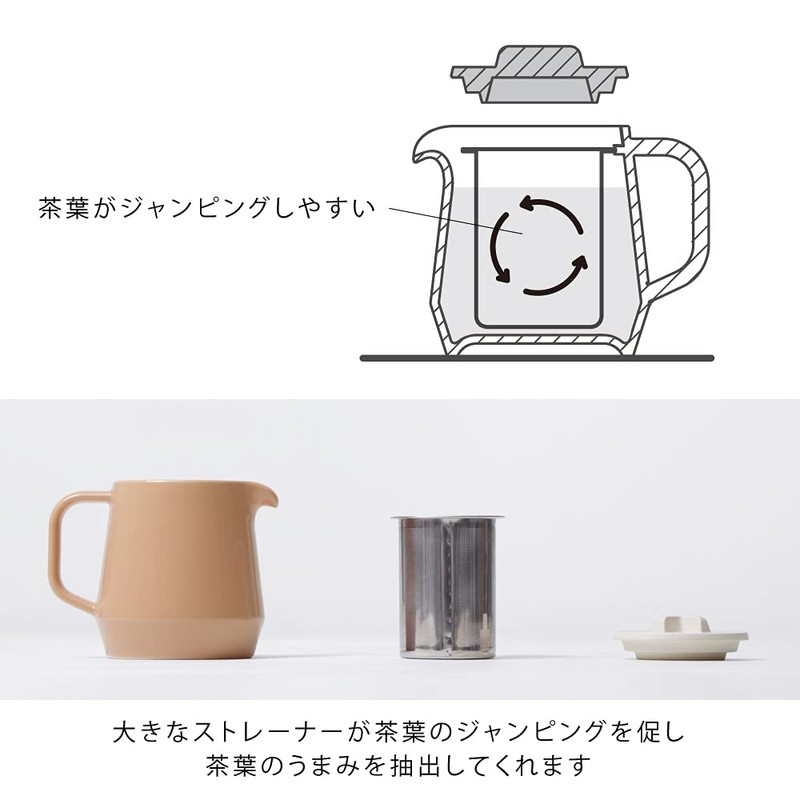 ideaco 450teapot teapot, 15.9 fl oz (450 ml), White/Beige