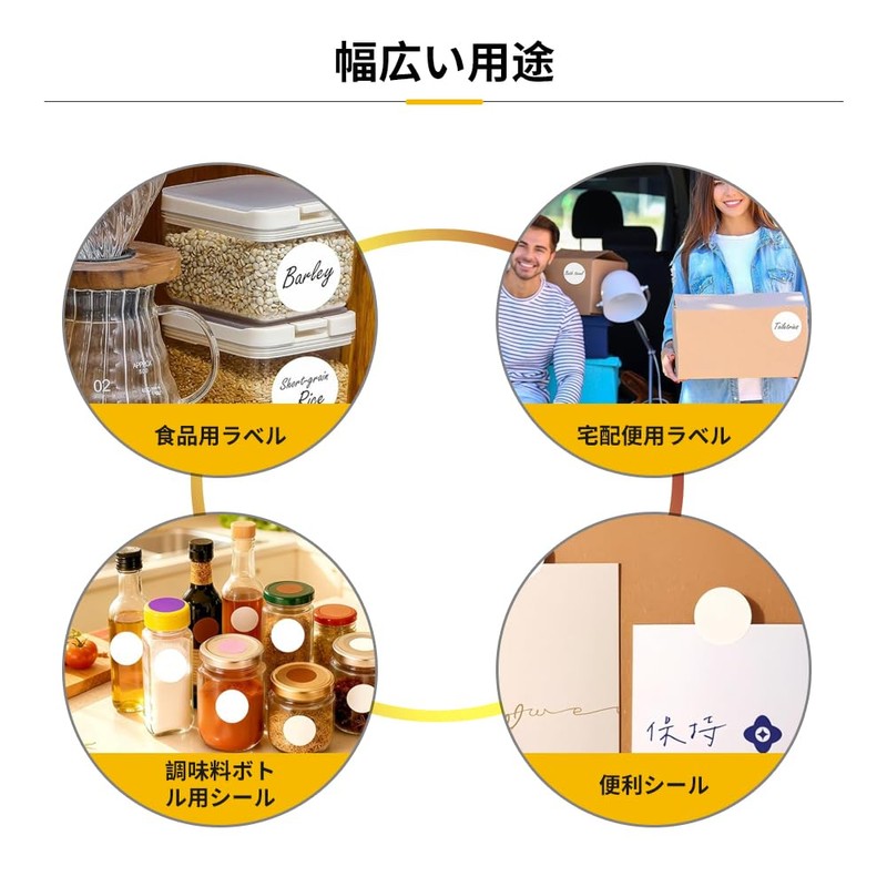 カラーラベル 丸型ラベルシール 直径2.5cm ホワイト 無地 手書き可能 粘着式 大容量約500枚入 オフィス仕分け 色分け