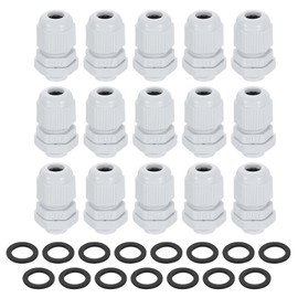 sourcing map 15Pcs PG7 Nylon Cable Glands, Waterproof Cord Grip Connector with Washer, Adjustable 3-6.5mm Wire Grommet Protectors with Gaskets and Locknut for Junction Box, White