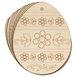 10x Wooden Easter Egg with Victorian Flower Patten Craft Shape 3mm Ply Easter(6 x 4.8cm,Hole Top Centre)