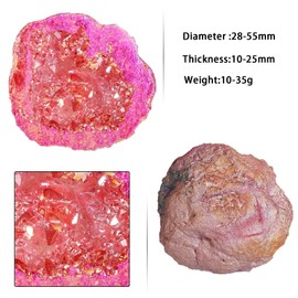 Nupuyai Nupuyai Irregular Titanium Coated Quartz Crystal Geode Cluster Natural Reiki Rock Crystal Mineral Specimen for Home Decor/Meditation, Red AB Crystal