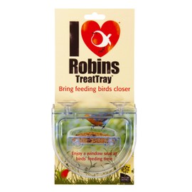 Small Easy Clean Garden Window bird feeders - Jacobi Jayne® I Love Robins® TreatTray™ Window Bird Feeder - no mess stick on window bird feeder for garden birds
