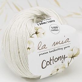 1 Ball%100 Cotton Total 8.8 Oz. La Mia Cottony 1.76 Oz (50g) / 130 Yrds (120m) Super Soft, Dk Light Baby Yarn, Off White - P3