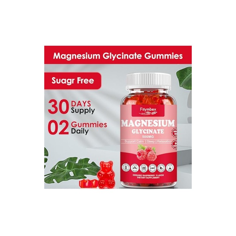 Glicinato de Magnesio Glicinato 500mg Gomitas de Magnesio Relajación Calma