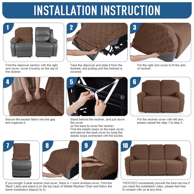 TAOCOCO Recliner Sofa Covers Stretch Reclining Couch Cover, Jacquard Recliner