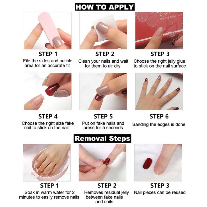RikView Medium Length Press on Nails Square Acrylic Nails with