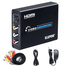 BLUPOW VA504 Composite/S Connector to HDMI Converter, 1080P Compatible, Composite 3RCA AV/S-Video to HD Converter, S-Video/Tri-Color Connector to HDMI, Analog Digital Converter for rca to hdmi Retro Game Consoles (Sega Saturn, SFC, N64, PS2, etc.), Japanese Manual Included