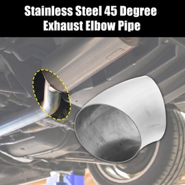 X AUTOHAUX 1 Pcs OD 5Inch 45 Degree Mandrel Bend Elbow SS304 Stainless Steel Bend Tube Exhaust Elbow Pipe for Car Modified Exhaust System 5" Piping Silver Tone