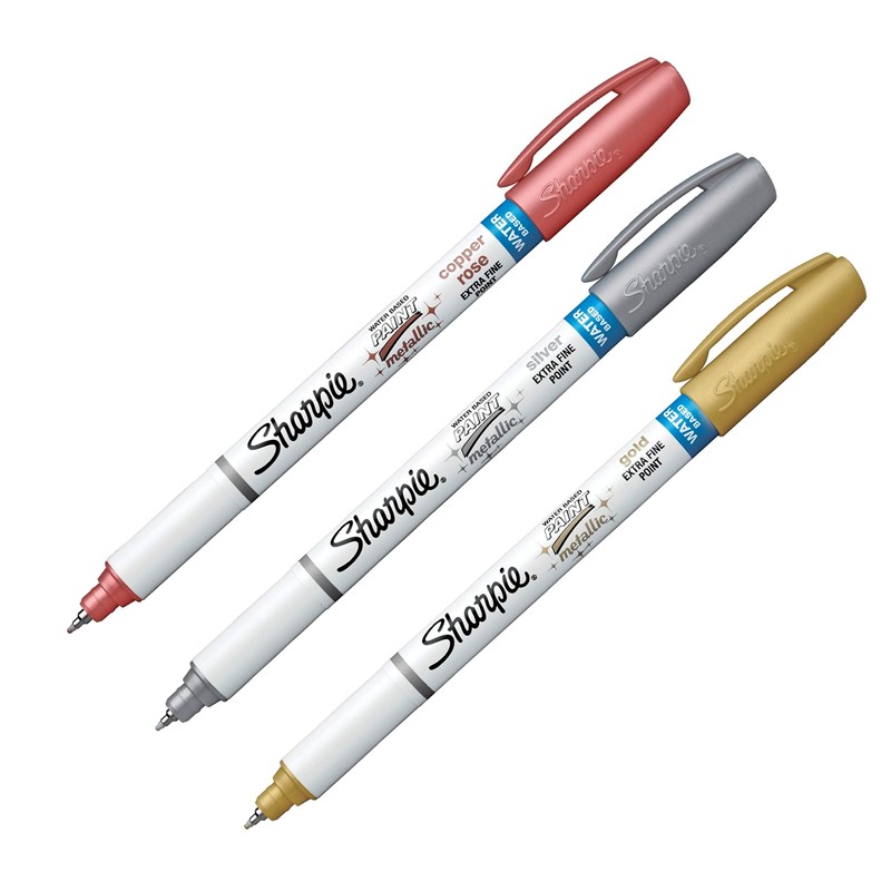 SHARPIE Paint Marker, 3-Count, Metallic Assorted, 3 count