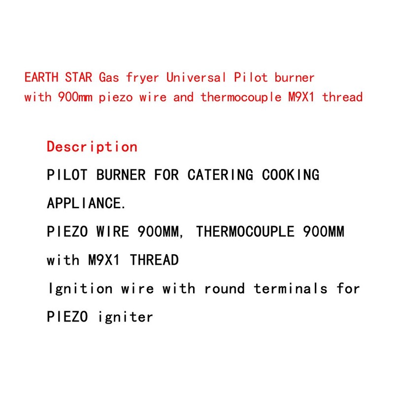 EARTH STAR, Universal Gas Fryer Ignition Burner 900mm Long Piezo