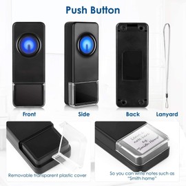 Wireless Doorbell, BITIWEND Doorbell with LED Flash, Caregiver Pager Dual Function Doorbell Push Button
