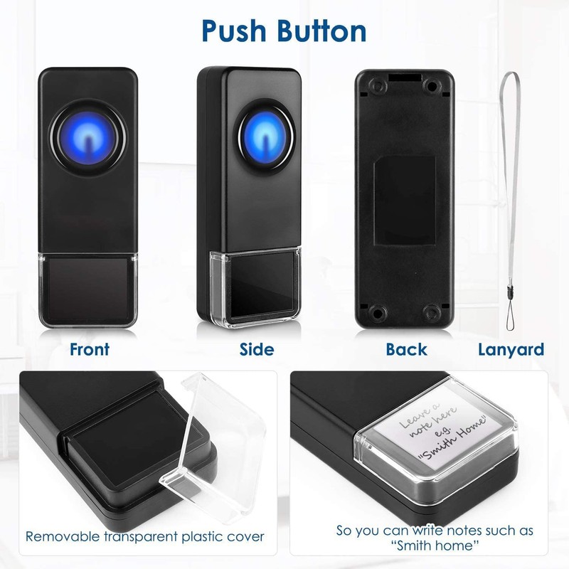 Wireless Doorbell, BITIWEND Doorbell with LED Flash, Caregiver Pager Dual