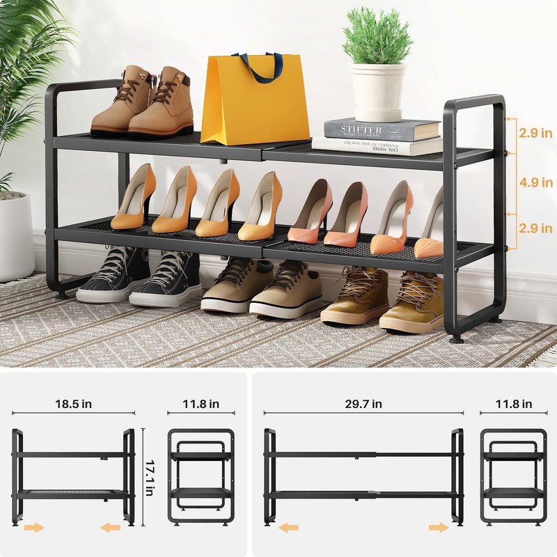 SNTD Shoe Rack - Expandable Shoe Organizer for Closet, Adjustable