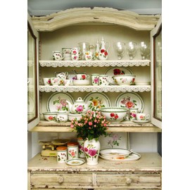 Portmeirion Botanic Garden Jumbo Cup with Lid, 20Oz, Cyclamen, 20 oz, White