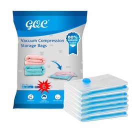 GQC Small Vacuum storage bags,6 pack Vacuum bags clothes [Works With Vacuum Cleaner ],to store clothes and beddings,could save your space,dust-free,keep away from moisture (60*40 CM)