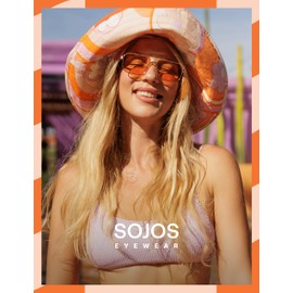 SOJOS Retro Polarized Square Sunglasses Womens Men Vintage Double Bridge Metal Frame UV Protection Sun Glasses SJ1246, Gold Frame/Orange Lens