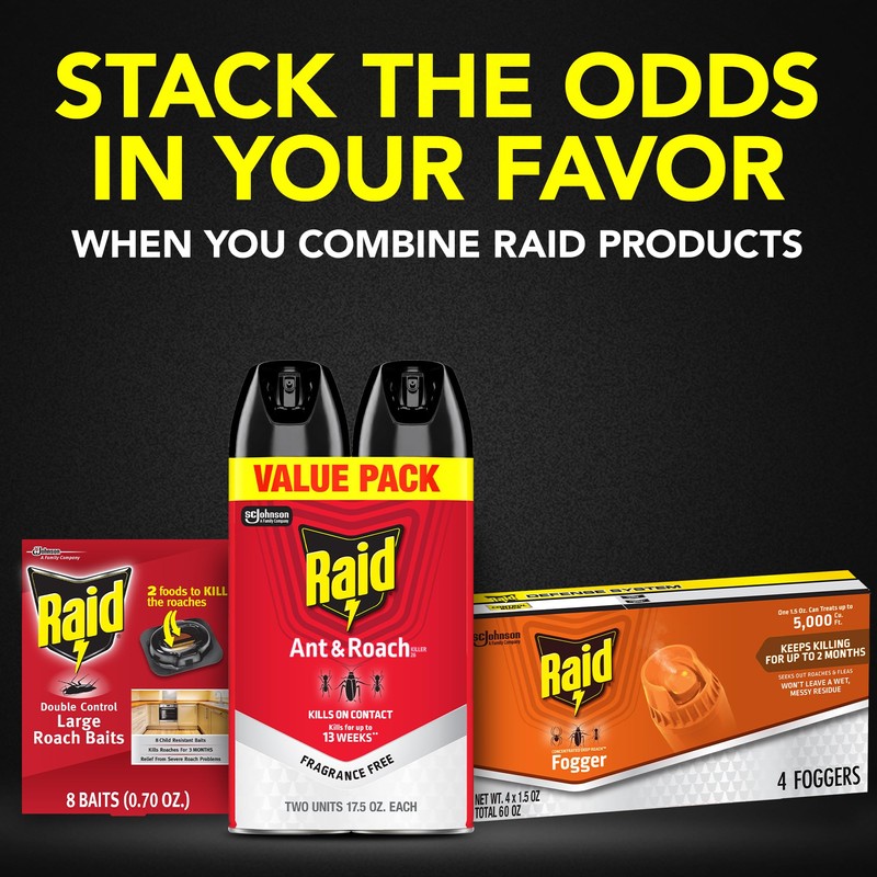 Raid Concentrated Deep Reach Pest Killer & Roach Foggers, For