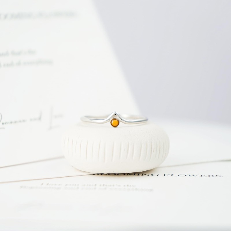 AMBCESSER Mustard Seed Ring 925 Sterling Silver Mountain Faith Stacking